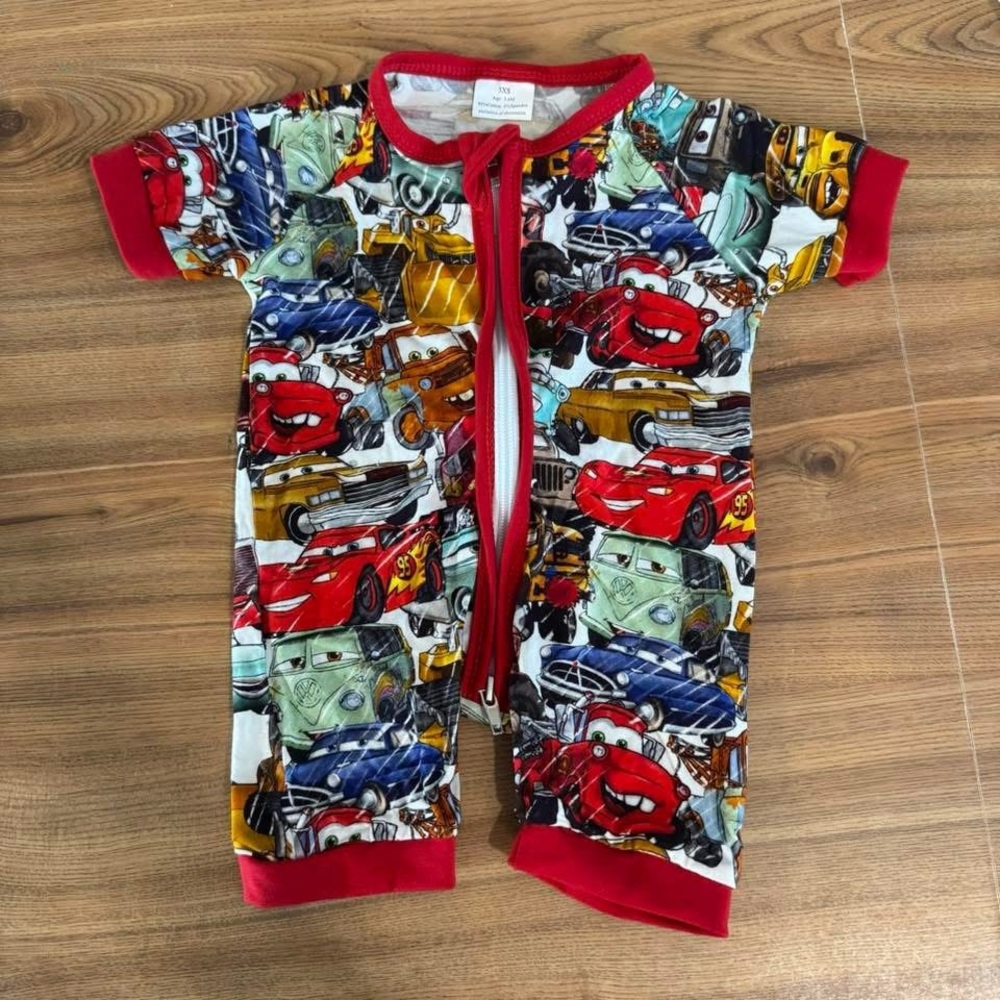 Colorful Cars Print Kids Romper
